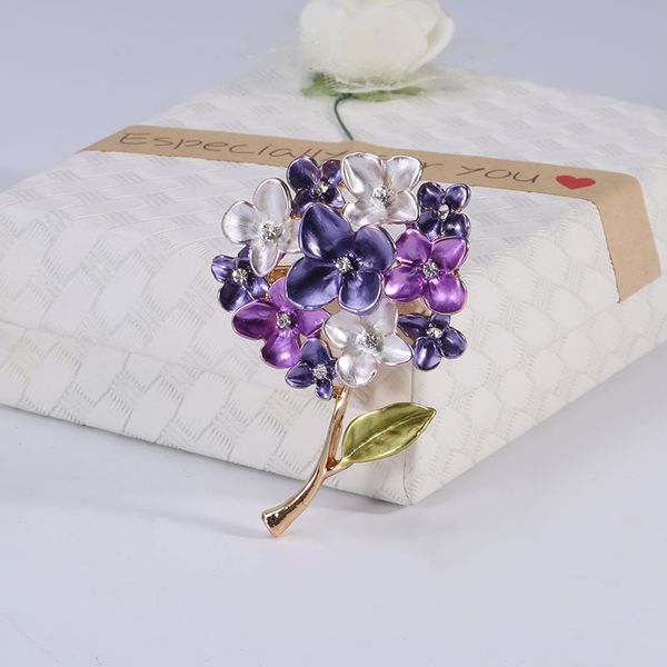 

creative literary purple hydrangea brooch ladies western accessories pin sweater brooch, Gray