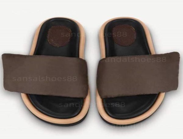 

slippers sliders pool pillow comfort mules slides men sandals famous designer women nylon wide adustable strap embossed flat slide8397989, Black