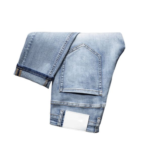

men's jeans spring summer thin men slim fit european american high-end brand small straight double f pants f215-2, Blue