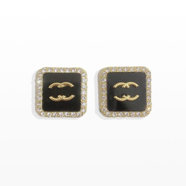 

women charm earrings 18k gold plated black stud earrings luxury brand love jewelry designer diamond earrings family gift celtic jewelry whol, Golden