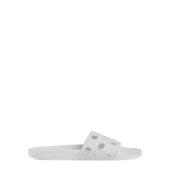 

prefall 2019 womens white rubber slide sandals flats slippers with cutout logo motif size euro 35412363693, Black