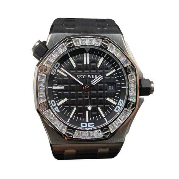 

luxury milles round allsky star fashion trend large dial cut-out personality fully automatic mechanical sports glow waterproof watch male ay, Slivery;golden