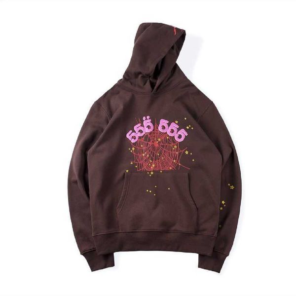 

women hoodies foaming printing angel sp5der number hooded men women 1 1 spider web pattern pullover sweatshirts, Black