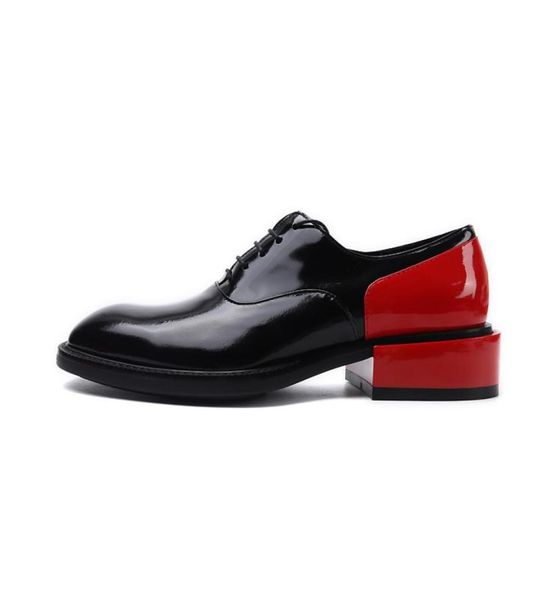 

cute men dress shoes personality heel man catwalk shoe square toe men039s gentleman derby oxfords plus size 3845 white red6174817, Black