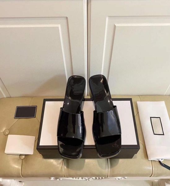 

2022 paris brand woman slipper designers lady sandals summer jelly slide high heel slippers luxurys casual shoes women jer7996590, Black