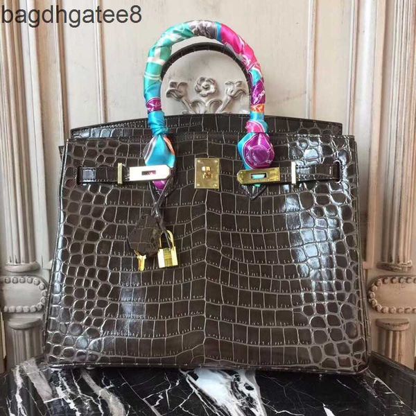

burkin handbags classic bag 2023 crocodile birkin fashion rare luxurys tote bags pure woman cowhide pattern handheld large 30cm wv9e