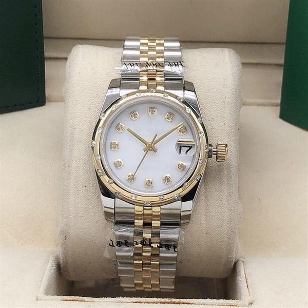 

women's diamond watches ladies 31mm automatic mechanical watches women stainless steel buckle sport waterproof fashion busine226k, Slivery;brown