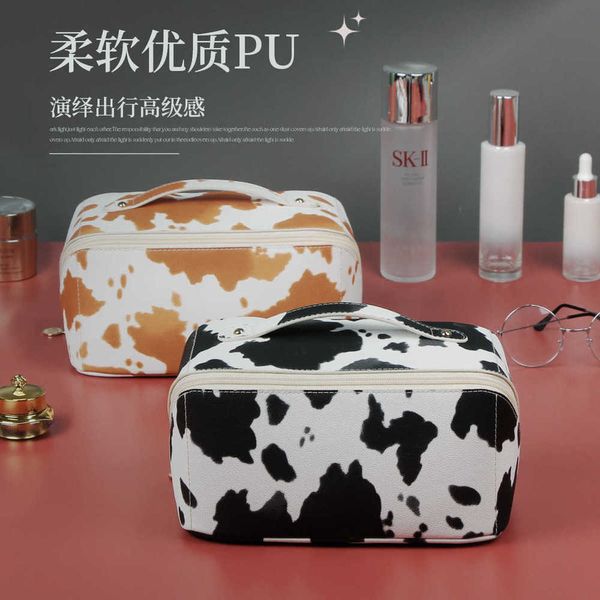

bag special pu leather cow grain large capacity multi-function cosmetic bag advanced sense wash bag 230420