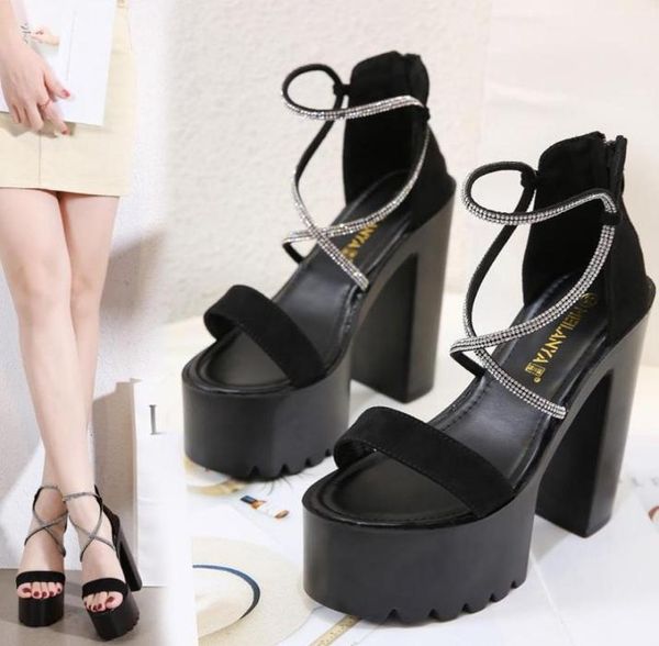 

drop summer sandal shoes for women 2021 arrival high thick heels sandals platform casual russian5713129, Black