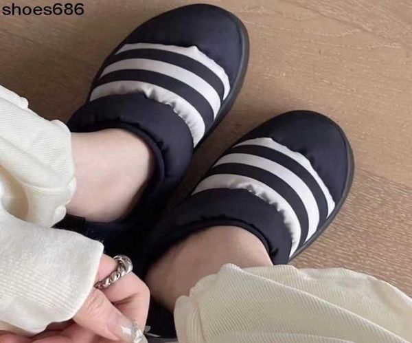 

new trifolium puffylette in 2022 winter for men and women to relax keep warm slip on bread and cotton shoes gy45599926714, Black