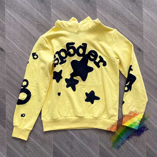 

yellow sp5der star pullover men women young thug spiderweb hoodies, Black