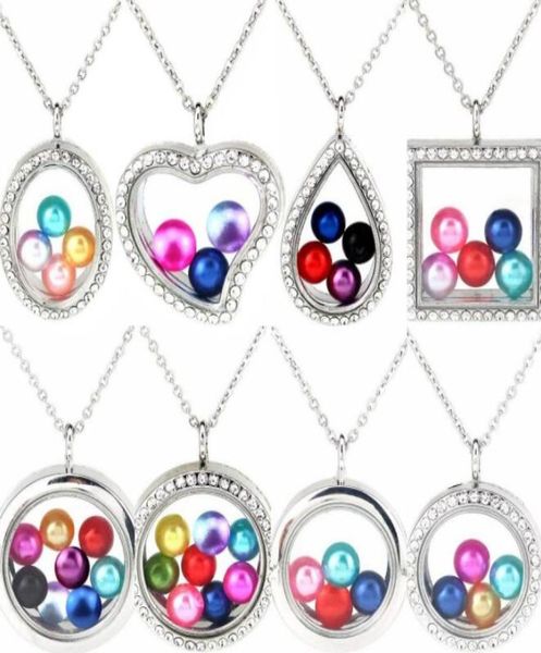 

more style 8mm 10mm pearl beads cage silver color geometry magnetic glass floating locket pendants women charms 20quot necklace 9724187