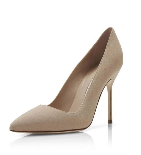 

fashion women sandals pumps bb dark cream dark blue suede pointed toe 105 mm italy famous shallow mouth designer senior eveni5218111, Black