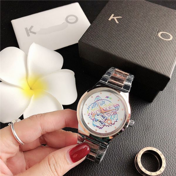

luxury brand design colorful tiger head personalized watch, Slivery;black