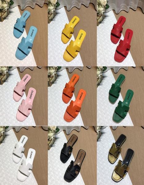 

with box orans slipper designer sandal women shoes flat flip flops crocodile skin slides genuine leather beach sandals summer wome3997605, Black