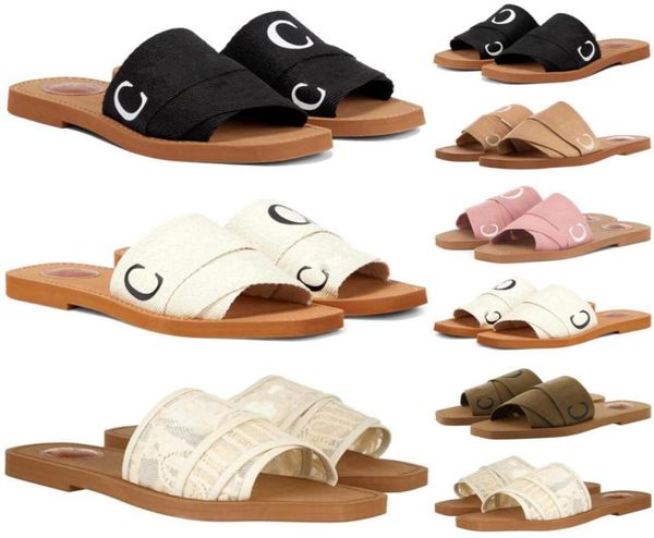 

designer chole woody canvas slides slippers men women sandal sliders sandals shoes pantoufle mens womens slipper trainers runners7909815, Black