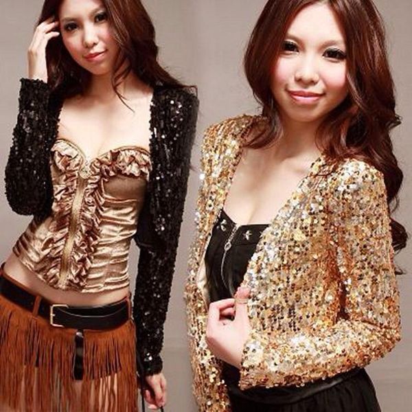 

pants gold sequins jacket short coat shorts blazer women singer dj stage outfit nightclub costume blazers jazz dancer show clubwear, White