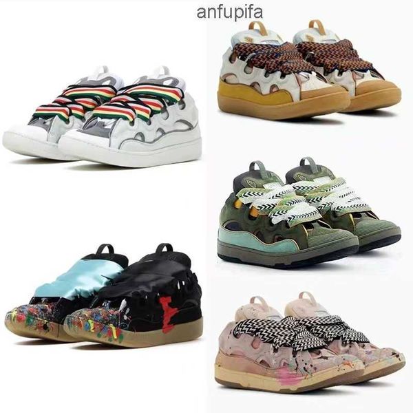 

lanvins designers casual shoes multicolor leather curb calfskin suede mesh stripe rubber sole stretch cotton low mule sneakers python lover, Black