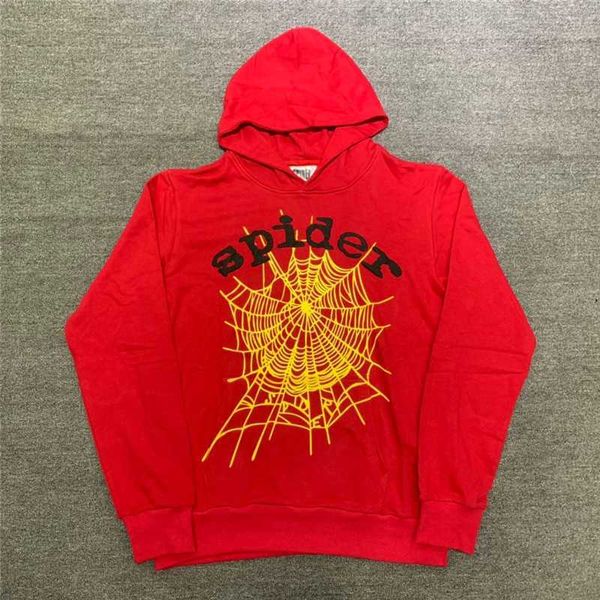 

men women yellow puff print spider hooded young thug pullover winter red sp5der hoodies sweatshirt, Black