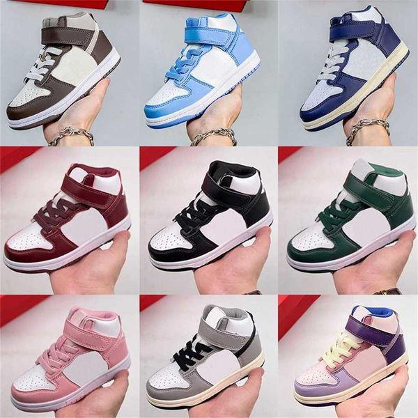 

kids mid shoe dunks sb low athletic boy girls white panda children sports sneakers designer walking basketball trainers toddler infants 24-3, Black