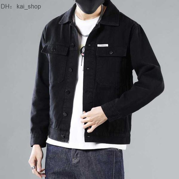 

men's fur & faux 2023 spring and autumn fashion denim coat korean version trendy hsome outerwear youth student 51, Black