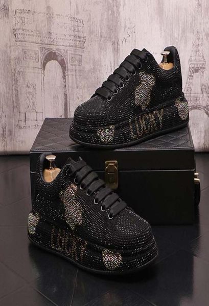 

2023 new luxury men039s fashion casual shoes gold glitter leisure slip on rivets loafers man party weeding dress shoes5308411, Black