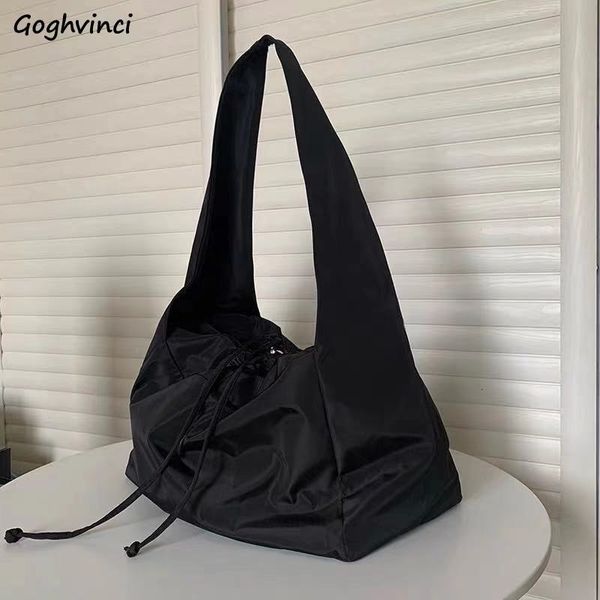 

evening bags black waterproof nylon shoulder bags women soft portable underarm large capacity korean ulzzang all-match handbag female 230419