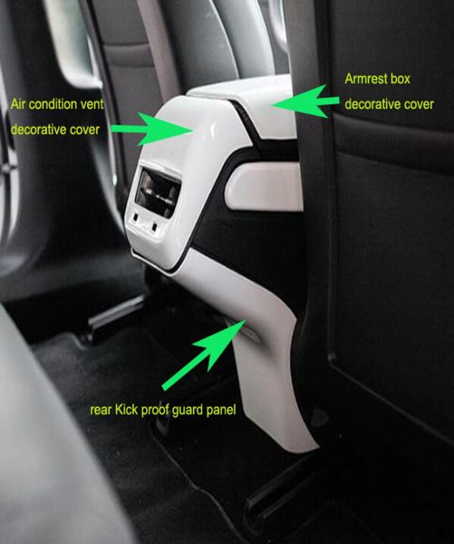 

1 centre armrest decorative cover1 rear air condition vent decorative cover1 rear kick proof guard panel for tesla model3 model 5019066