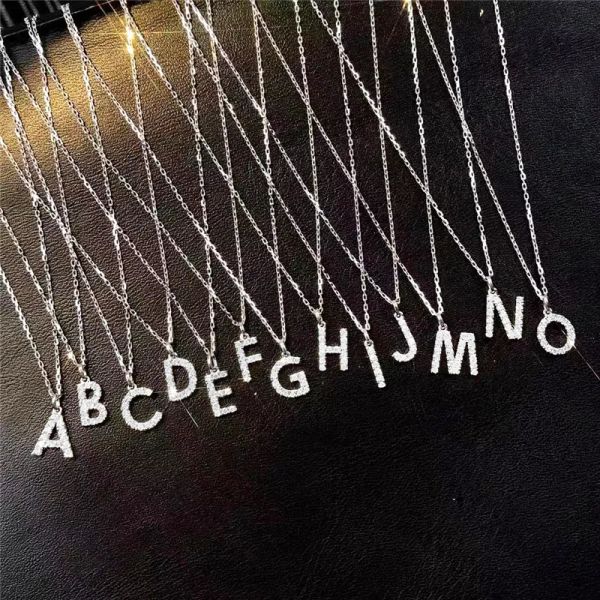 

pendants necklaces chains charm 26 letter pendant zircon tibetan silver color statement party wedding pendants necklace for women men jewelr