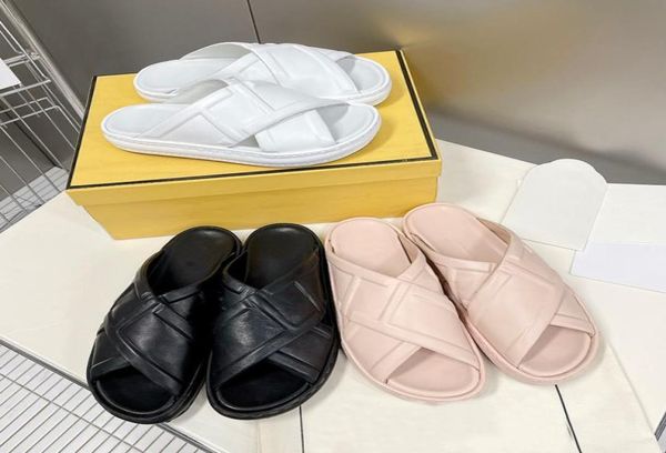 

luxury designer slippers fashion gold metal text daily commute wide leather cross band superior quality ladies beach shoes 3542 l6524904, Black