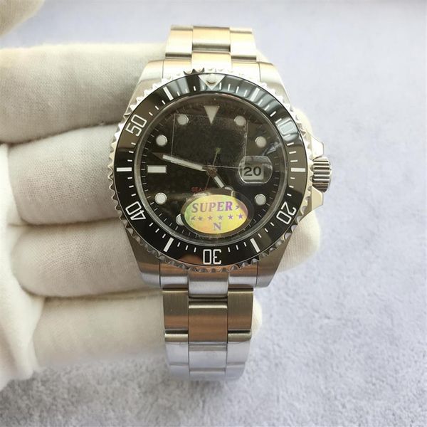 

v3 men watch 2813 automatic movement 43mm black face sapphire glass stainless steel carving clasp ceramics bezel waterproof 50205m, Slivery;brown