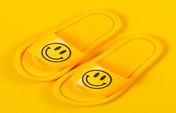 

women summer fashion slippers slide sandals beach slides flip flops cartoon smile face soft sole women men couple ladies shoes6413200, Black