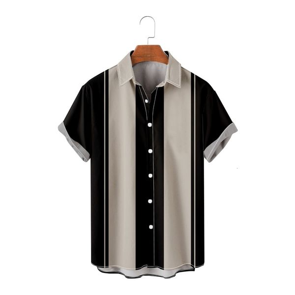 

men's casual shirts allmatch vintage bowling hawaiian beach contrast shirt clothes 230420, White;black