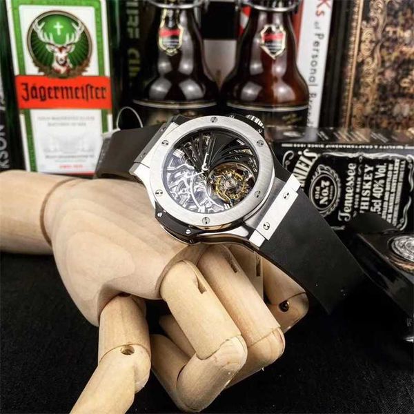 

luxury milles business leisure men's mechanical watch real tuo flywheel full hollow fashion personality fashion watch waterproof rubber, Slivery;golden