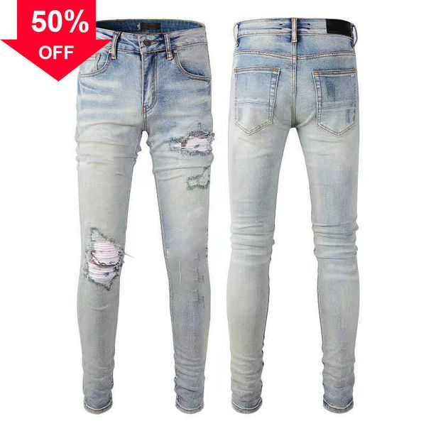 

jeans european purple jean men embroidery quilting ripped for trend brand vintage pant mens fold slim skinny fashion jeans sstraight pants s, Black