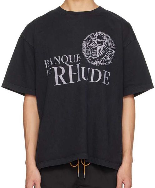 

designer fashion clothing tees hip hop tshirts rhude men's simple printing popular summer women's loose couple pure cotton half sl, White;black