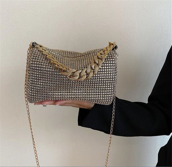 

evening bag female 2023 new korean version of this year's popular fashion trend bright drill cross-body niche rivet crossbody bag porta