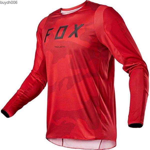 

j19l men's t shirt 2023 new style downhill jersey fox teleyi mountain bike mtb offroad dh motorcycle motocross sportwear bicycle racing, White;black
