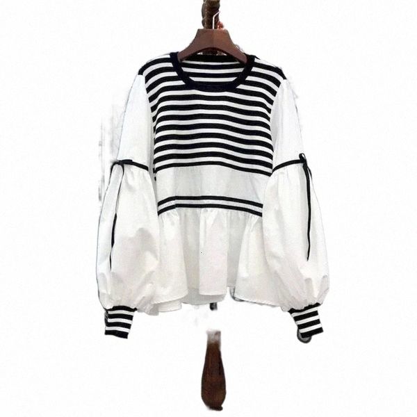 

womens hoodies sweatshirts striped stitching pullovers women fashion loose long sleeve t shirt spring autumn aesthetic clothes womens pullov, Black