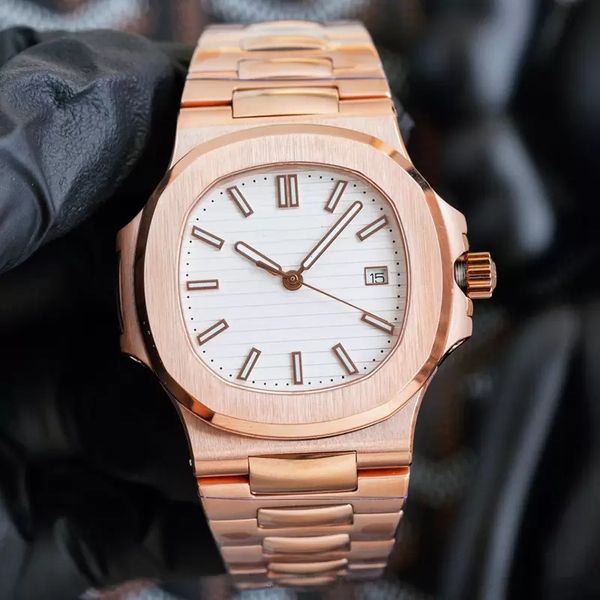 

classic luxury men's automatic mechanical watch 40mm waterproof business luminous rose gold steel belt luxury watch, Slivery;golden
