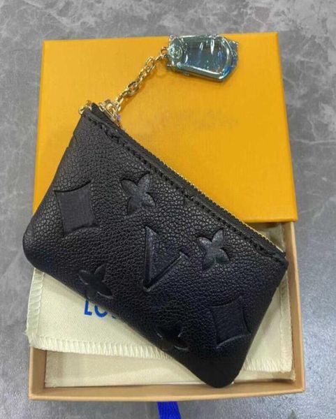 

with box leather holders purse cles designer fashion womens mens key ring credit card holder coin purses mini wallet bag charm bro2237762, Red;black