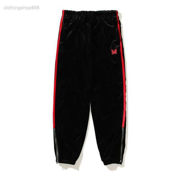 

men's pants summer butterfly embroidery high street style ribbon velvet sports leggings versatile casual trendy 69gn, Black