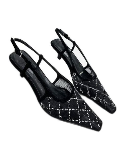 

black clear crystal diamond women dress shoes sandals designer slides party wedding shoe with box1330274