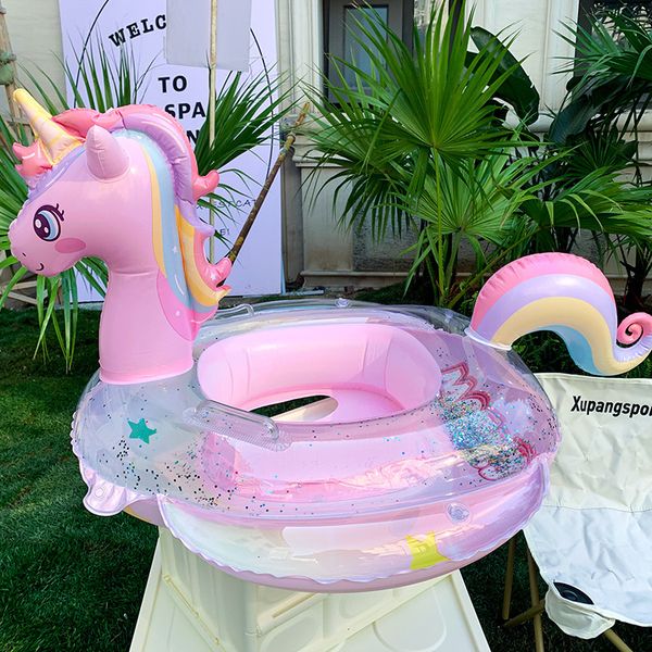 

inflatable floats tubes 2023 arrival sequined unicorn baby swimming ring seat infant child float pool swim summmer beach party toy 230420