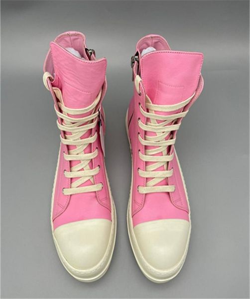 

21ss hightpu fragrant sole quality pink genuine leather boots lace up hip hop trainer sneakers shoes1933405, Black
