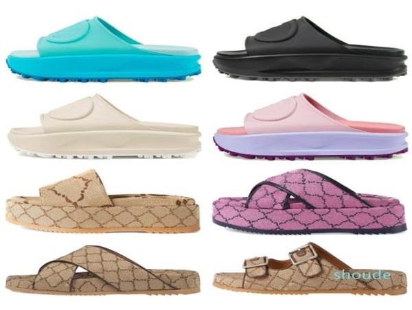 

platform designer slippers women interlocking g slide sandal foam rubber sandals with box7525938, Black