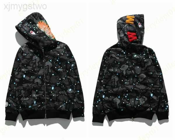 

2023 mens hoodie designer hoodies shark color stitching fake zipper pattern women sweatshirts reverse the letters sweaters tie dye hoody hoo, Black