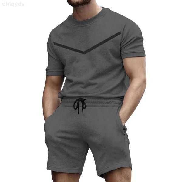 

short man shorts brand tracksuits summer sets letter print t shirt sweatpants suits casual joggers fitness 2 pieces -3xl 6f97z, Gray