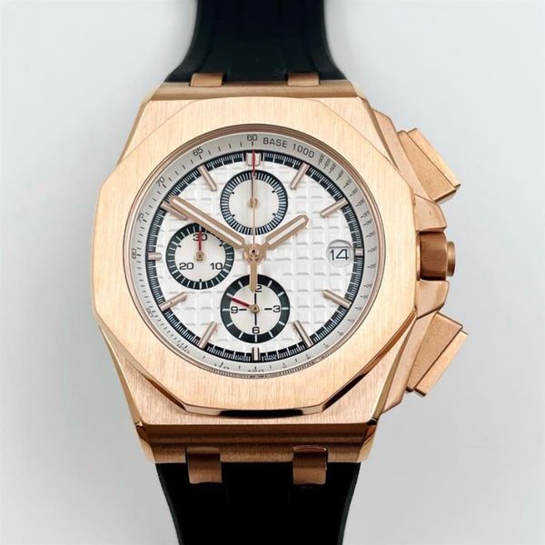 

men's watches rubber strap quartz movement for man 43 9mm super luminous wristwatches258q, Slivery;brown
