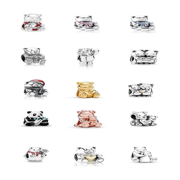 

925 sterling silver animal series panda christmas bear beads loose beads pandora diy bracelet, Black